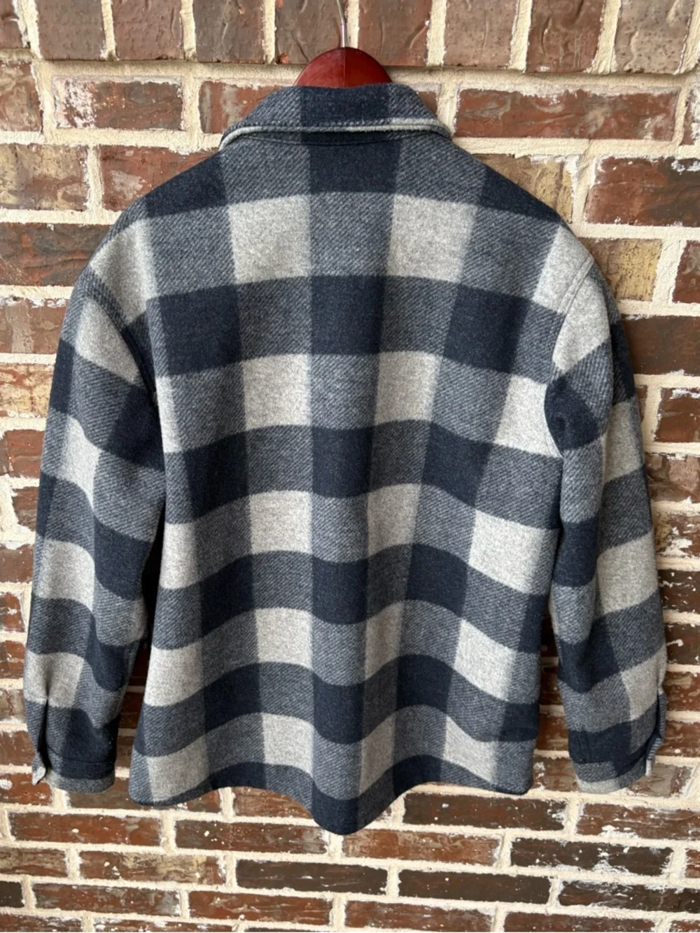 Banana Republic Navy Gray Plaid Heritage Shirt Jacket Shacket Size Large
